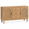 Credenza, due ante intrecciate e tre cassetti centrali, marrone