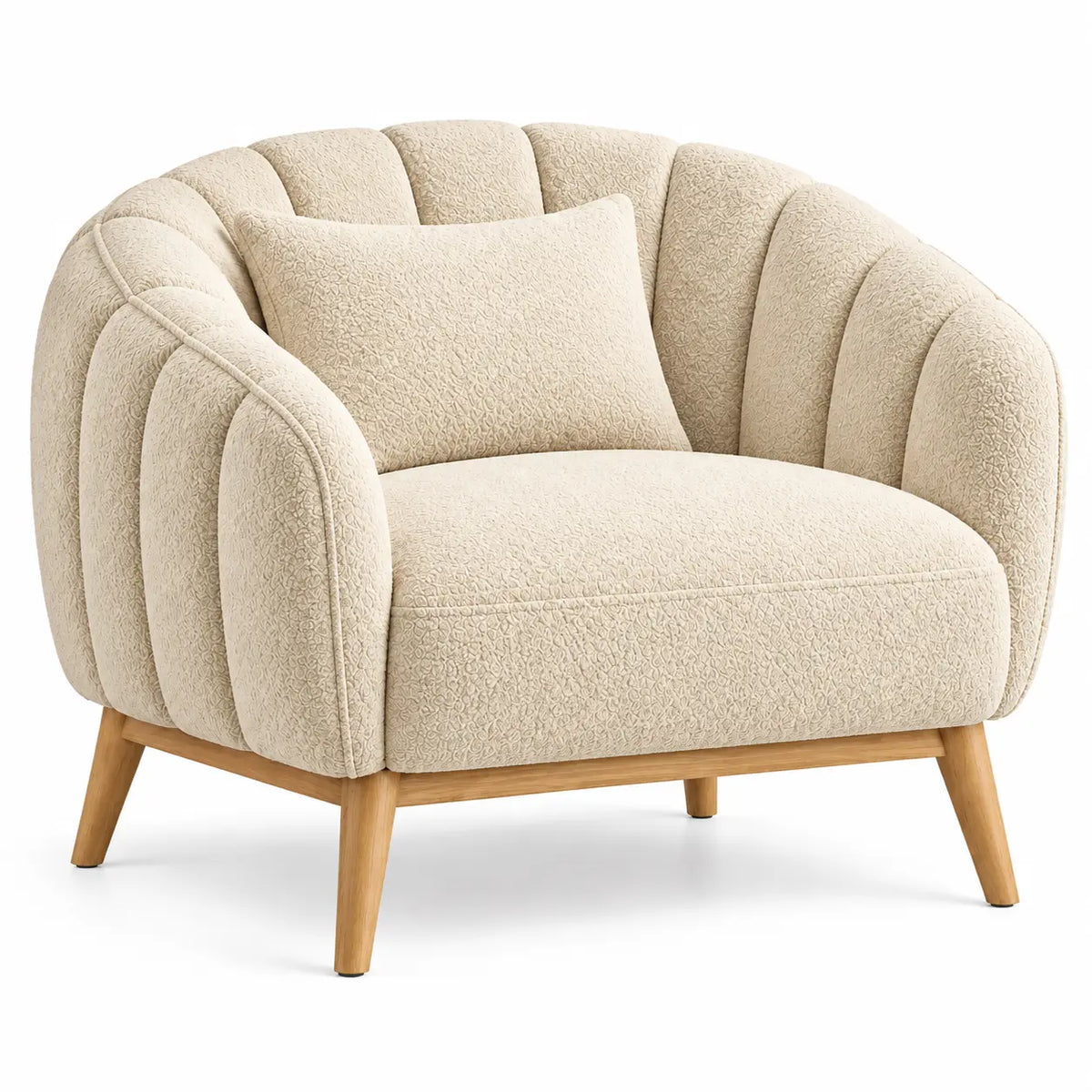 Poltrona, schienale avvolgente con fasce verticali, beige/marrone