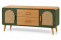Credenza, ante intrecciate e tre cassetti centrali, verde/marrone